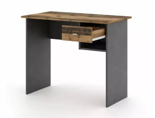 B-011 Modern Íróasztal Laminált Ófa-Szürke Fiókos