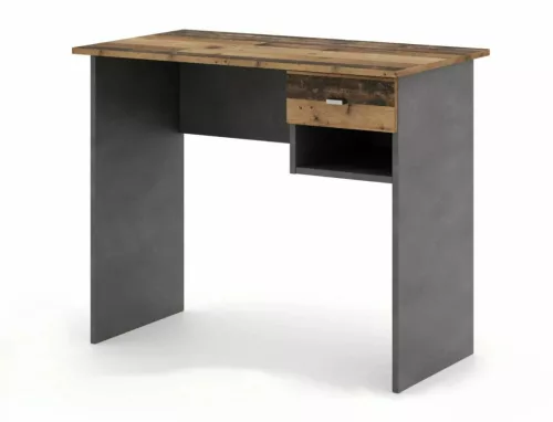 B-011 Modern Íróasztal Laminált Ófa-Szürke Fiókos