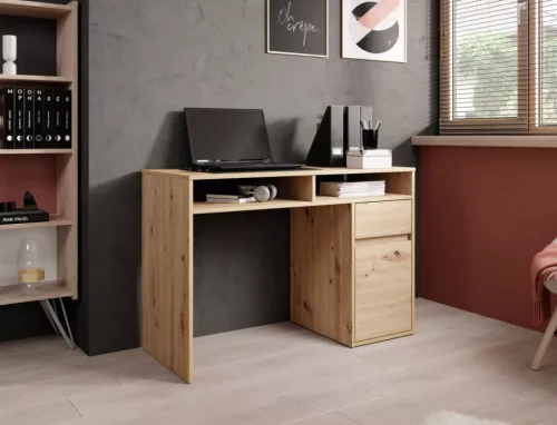 B-012 Artisan Tölgy Laminált Íróasztal Tárolórekesszel