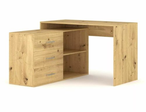 Modern Artisan Sarok Íróasztal Laminált Tölgy Fiókos