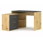  Modern B-013 Sarok Íróasztal Laminált Artisan Tölgy Antracit Fiókokkal