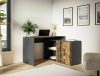 Modern B-013 Sarok Íróasztal Laminált Old Wood Sötétszürke Fiókos