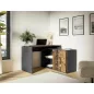  Modern B-013 Sarok Íróasztal Laminált Old Wood Sötétszürke Fiókos