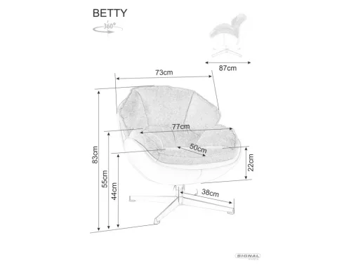 Betty Forgó Fotel Szövet Bézs 360°-ban Forgatható