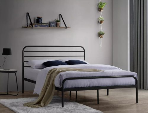 Bolonia Modern Fém Ágy Fekete 140x200