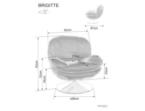 Brigitte Króm Forgó Fotel Szürke Brego Szövet