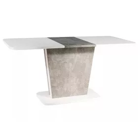   Calipso Kihúzható Étkezőasztal Matt Fehér-Beton Laminált 110/145