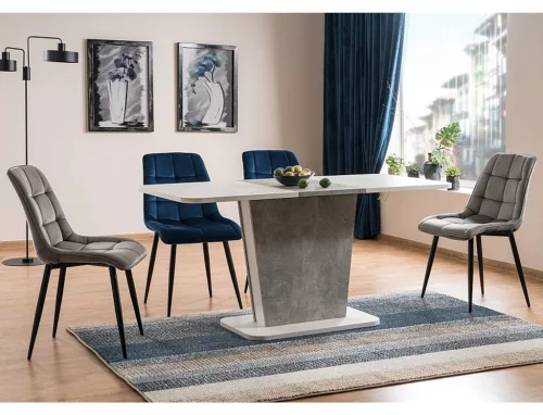 Calipso Kihúzható Étkezőasztal Matt Fehér-Beton Laminált 110/145