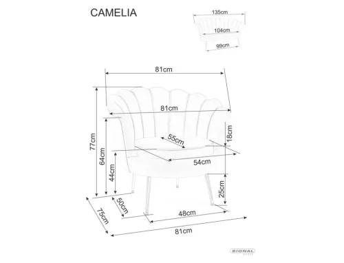 Camellia Elegance Kétszemélyes Bársony Kanapé Bézs Arany Kagylóhéj
