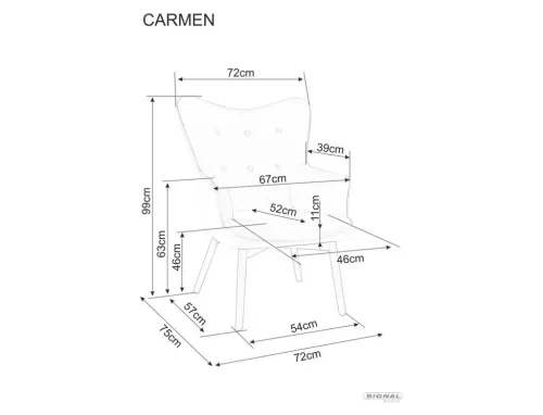 Carmen Raven Kényelmi Fotel Szürke Szövettel