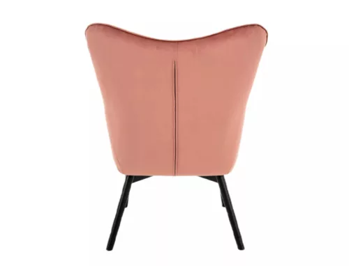 Carmen Velvet Antik Rózsaszín Fotel Bársony Kárpitozással Fekete Fa Lábakkal