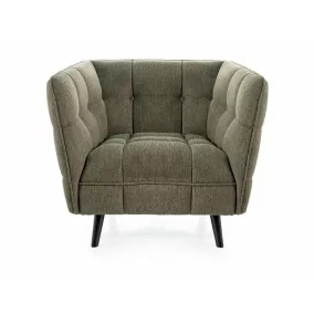   Castello Brego Elegáns Fotel Olívazöld Kárpittal Wenge Lábakkal
