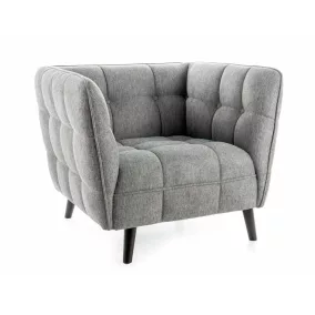   Castello Brego Elegáns Fotel Szürke Szövet Wenge Lábakkal Steppelt