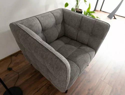 Castello Brego Elegáns Fotel Szürke Szövet Wenge Lábakkal Steppelt