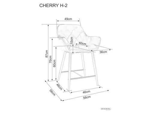 Cherry H-2 Bársony Bárszék Szürke Fém Kárpitozott