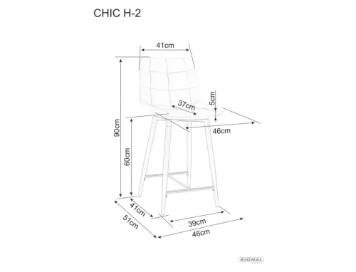 Chic H-2 Bárszék Velvet Curry Bársony Félmagas