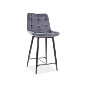 Chic H-2 Bárszék Velvet Szürke Kárpitozott Fémvázas