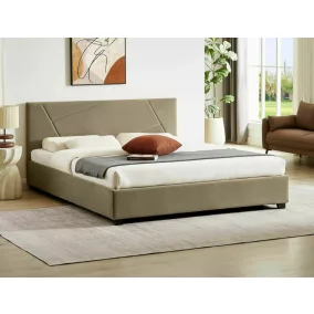 Columbia Velvet Bézs Bársony Tárolós Franciaágy