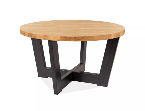 Cono Kerek Laminált Tölgy Dohányzóasztal Fekete Fém Vázzal