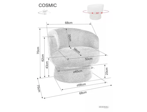 Cosmic Raven Forgó Fotel Szürke Kárpittal