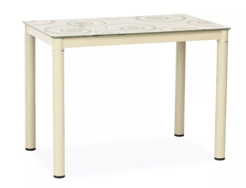 Damar Elegance Edzett Üveg Étkezőasztal Krém Mintás DAMARK80