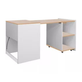Duo Kihúzható Íróasztal Laminált Tölgy-Fehér