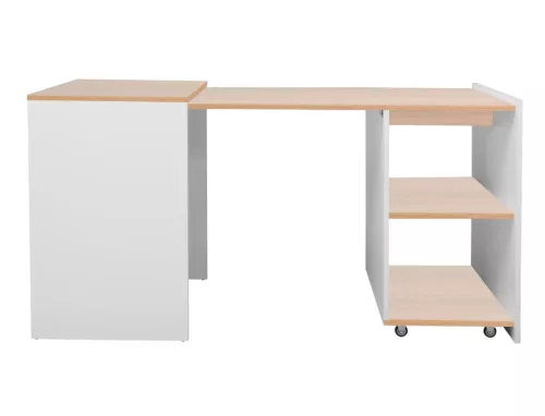 Duo Kihúzható Íróasztal Laminált Tölgy-Fehér