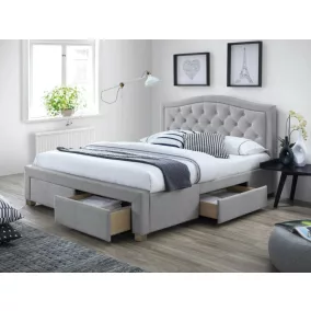 Electra Premium Bársony Tárolós Franciaágy Szürke