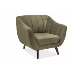 Elite Velvet Kagyló Fotel Olívazöld Bársony Wenge