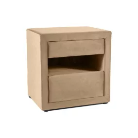ET-003 Velvet Bézs Bársony Éjjeliszekrény Két Fiókkal