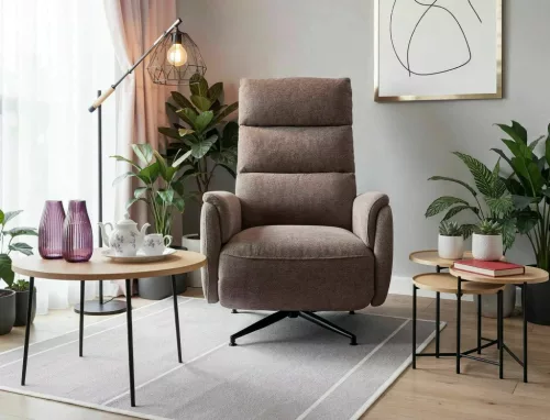 Fenix Raven elektromos relax fotel Raven szövet cappuccino 360° forgatható