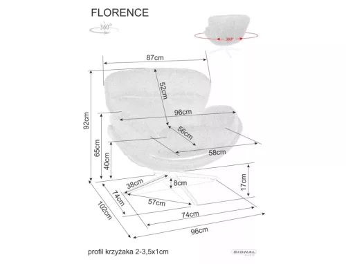 Florence Raven Forgó Fotel Szürke Szövet Fekete Matt Vázzal