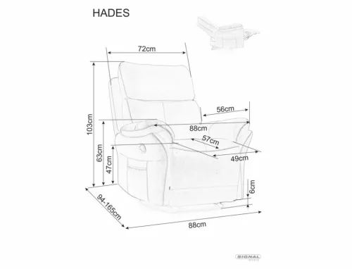 Hades Relax Kényelmi Szürke Szövet Dönthető Fotel