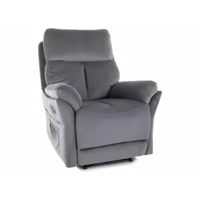   Hades Velvet Kényelmi Relax Fotel Szürke Bársony Kihúzható