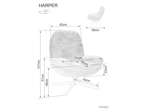 Harper Comfort 360° Forgó Fotel Bézs Szövet Fekete Fém