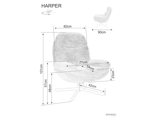 Harper Luxus Forgó Fotel Szövet Fekete TILT