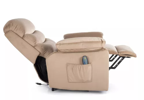 Hektor M Elektromos Bársony Relax Fotel Bézs Masszázsfunkcióval