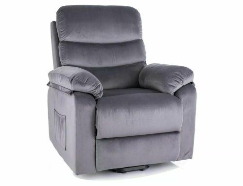 Hektor M Elektromos Bársony Relax Fotel Szürke Masszázs Funkcióval