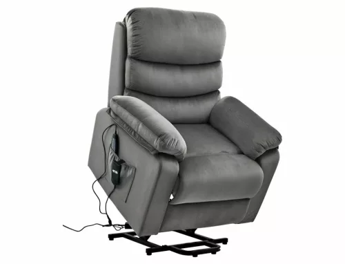 Hektor M Elektromos Bársony Relax Fotel Szürke Masszázs Funkcióval