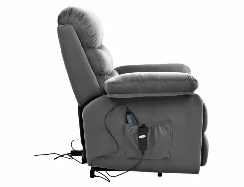 Hektor M Elektromos Bársony Relax Fotel Szürke Masszázs Funkcióval