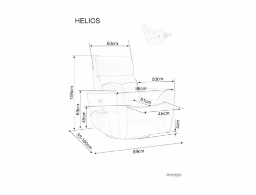 Helios M Elektromos Masszázs Relax Fotel Műbőr Narancssárga Forgó