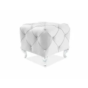   Hestia Elegance Kristály Bársony Puff Világosszürke Ezüst Lábakkal