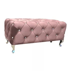   Hestia Elegance Kristály Bársony Ülőpad Antik Rózsaszín Ezüst Lábakkal