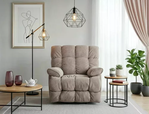 Homer Raven Elektromos Relax Fotel Raven Szövet Sötét Bézs Hintafunkcióval