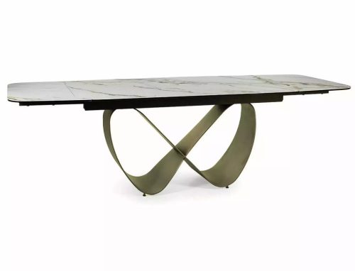 Infinity Ceramic Bővíthető Asztal Edzett Üveg Márvány Fehér Végtelen Dizájn