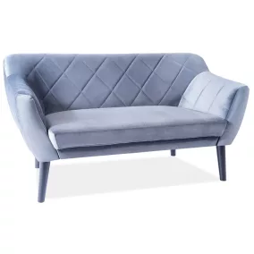   Karo Elegance Kétszemélyes Bársony Kanapé Szürke Wenge Lábakkal