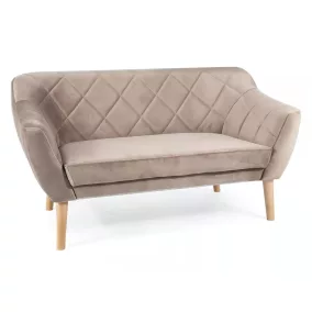   Karo Elegance Kétszemélyes Bükk Bársony Kanapé Sötétbézs Steppelt