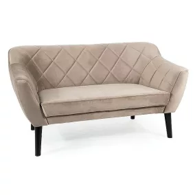   Karo Elegance Kétszemélyes Bársony Kanapé Sötétbézs Wenge Lábakkal