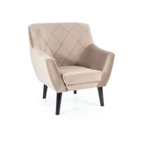 Kier Velvet Bársony Fotel Wenge Lábakkal Sötét Bézs