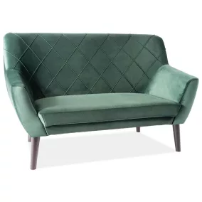   Kier Elegance Kétszemélyes Bársony Kanapé Zöld Wenge Rombusz